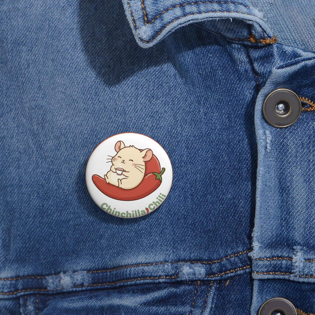 Chinchilla Chili Pin Button — Cute Chinchilla on Chili Pepper Enamel Badge