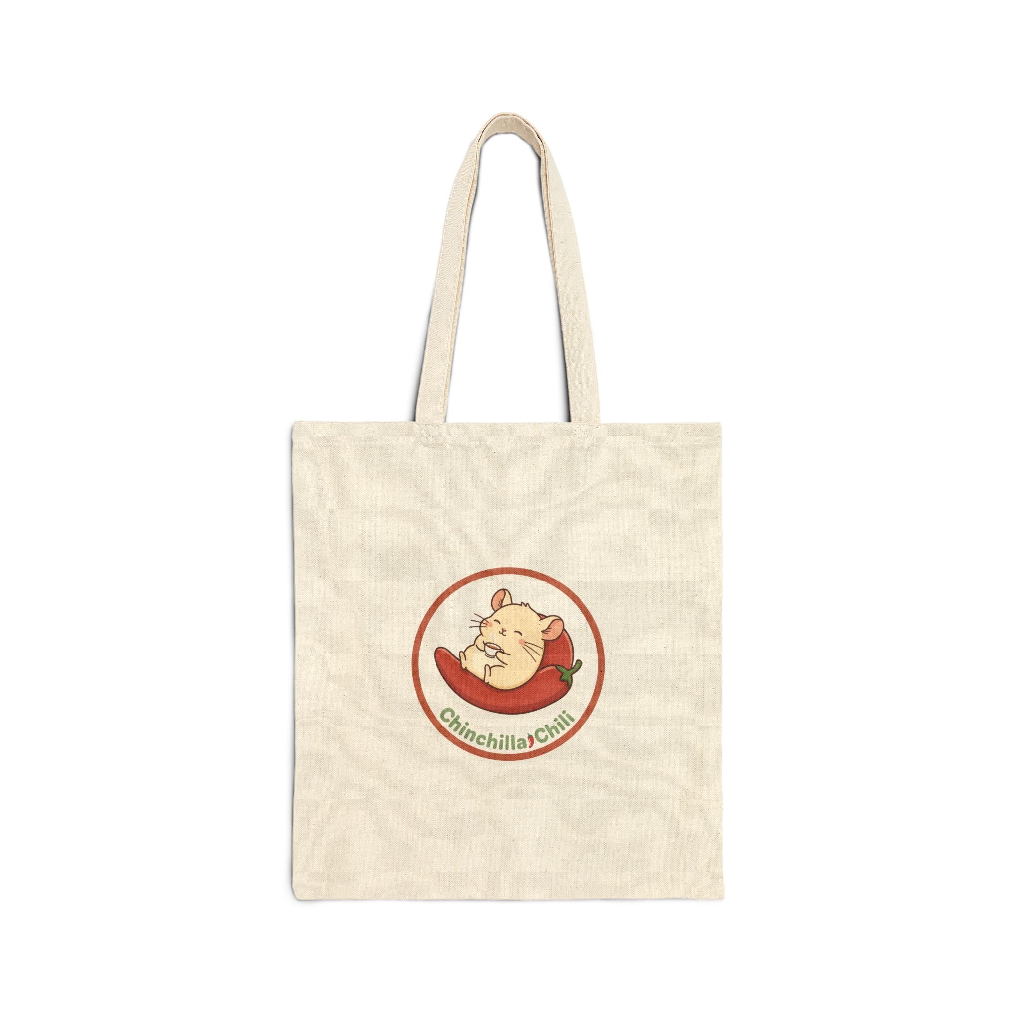 Cotton Tote Bag — Cute Chinchilla Café Logo Reusable Market Tote