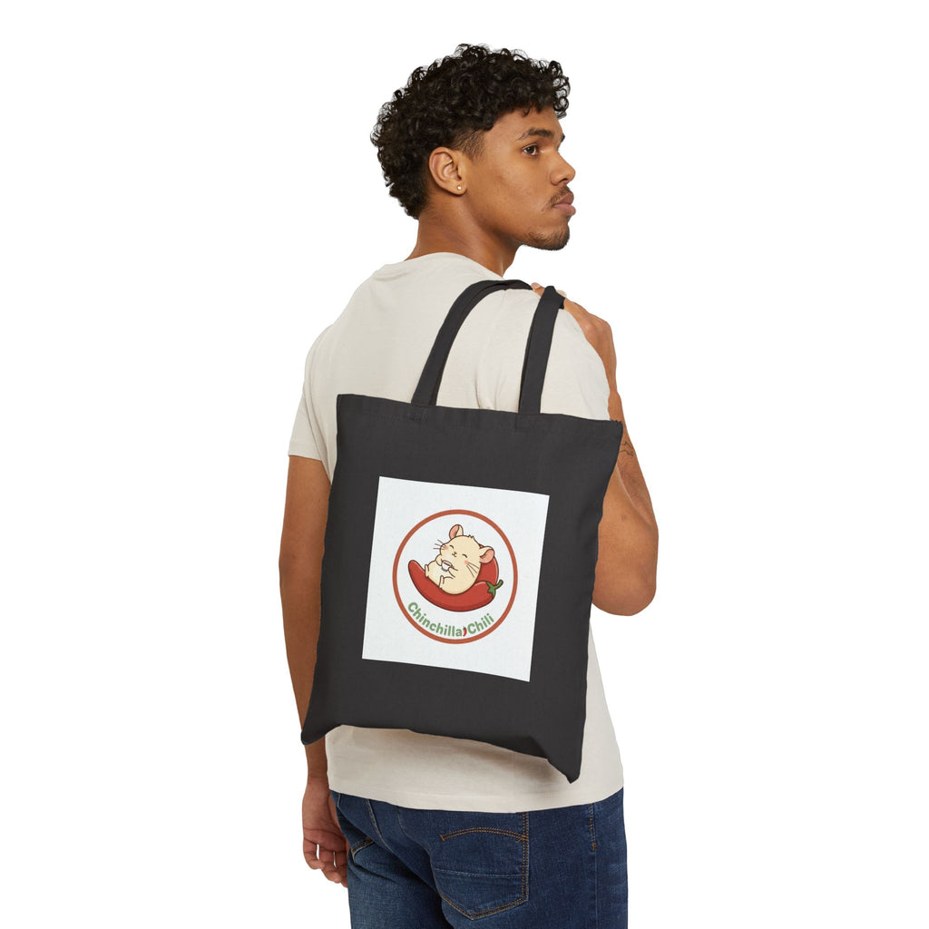 Cotton Tote Bag — Cute Chinchilla Café Logo Reusable Market Tote