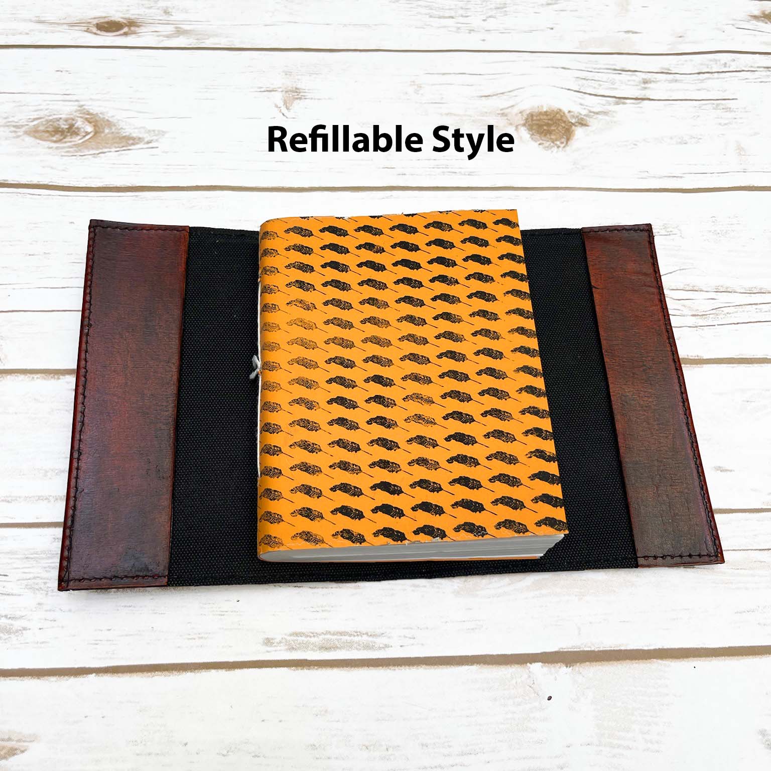 Space Odyssey Refillable Leather Journal with Solar System Design & Cobalt Stone