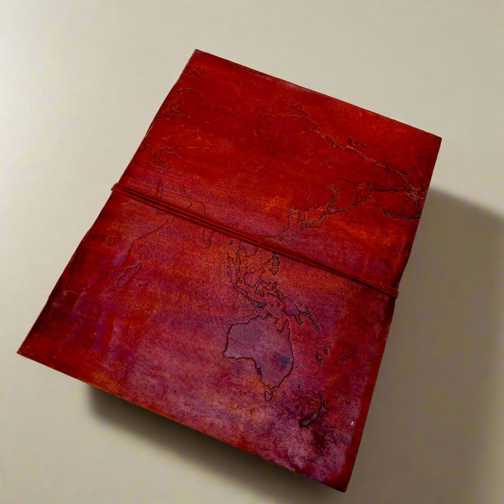 Extra Large World Map 14x11 Handmade Leather Journal
