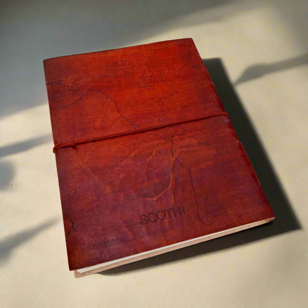 Extra Large World Map 14x11 Handmade Leather Journal