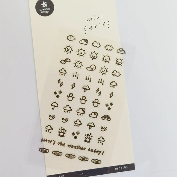 Sunshine Rain Weather Mini Sticker Set | Korean Import Scrapbooking and Journaling Stickers