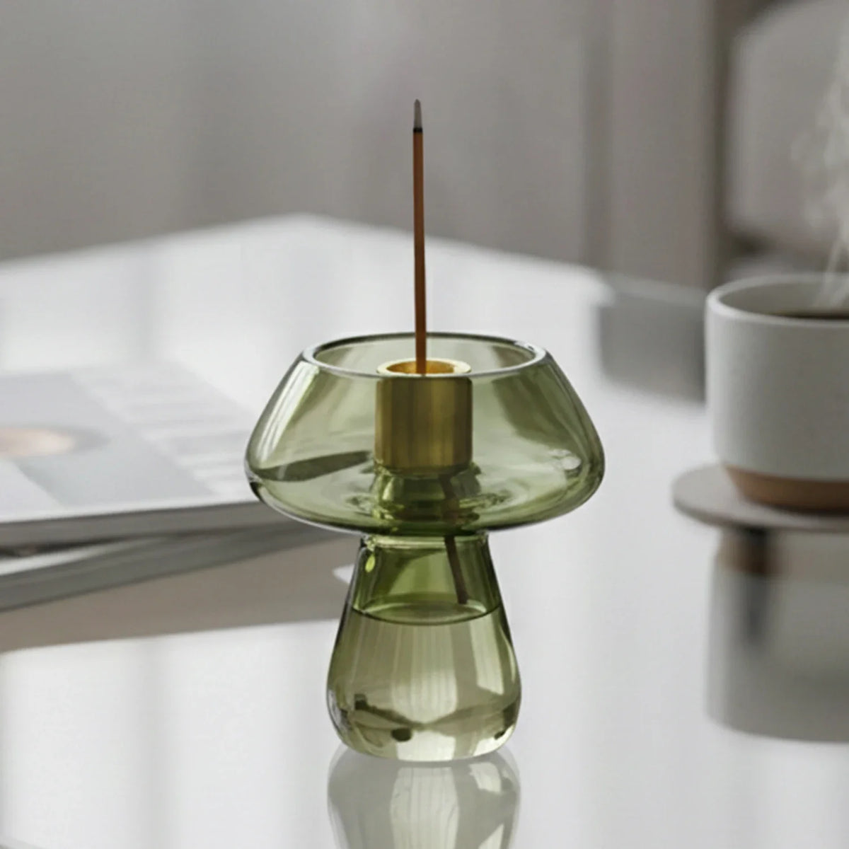 Glass Incense Holder Brass Nine-hole Incense Stick Holder with